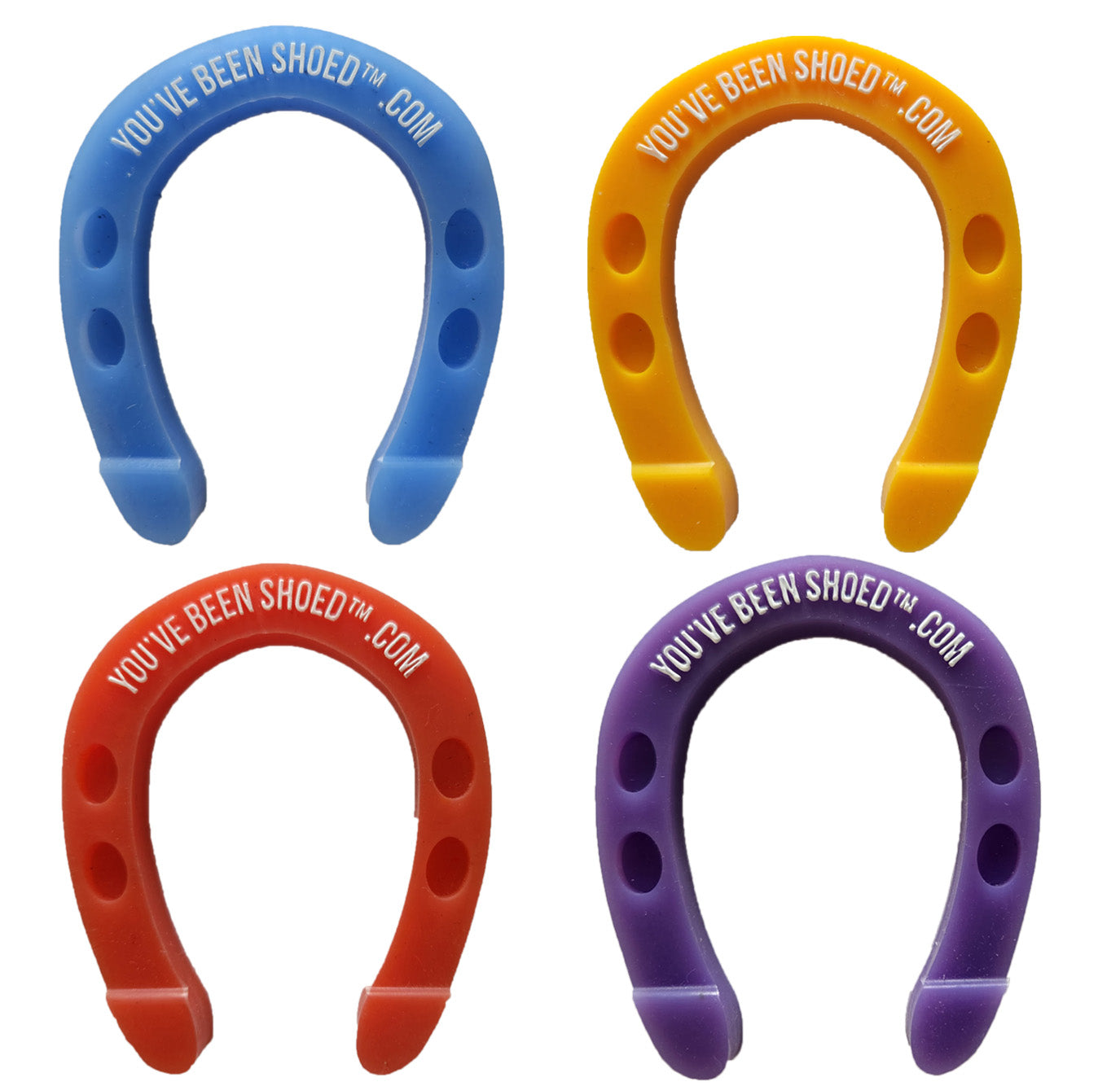 BRONCO SWAG HORSESHOES Pack of 24 - Carolina Blue, Off-Grid Orange, Frontier Gold, Grape Ape 2.75" x 3.5"